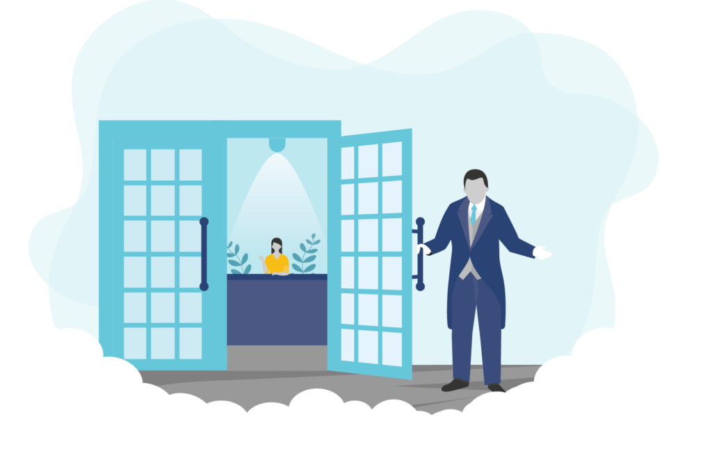 Why Choose PROLINK insurance brokerage for your association Graphic of a man holding open a door to our insurance brokerage services