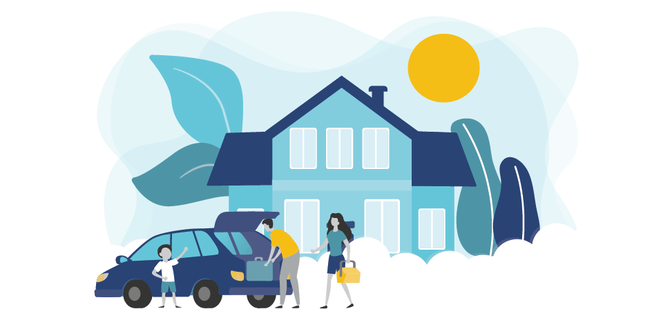 Home, auto, life and health insurance program from PROLINK. Graphic to represent PROLINK's home, auto, life, health insurance program for association members.