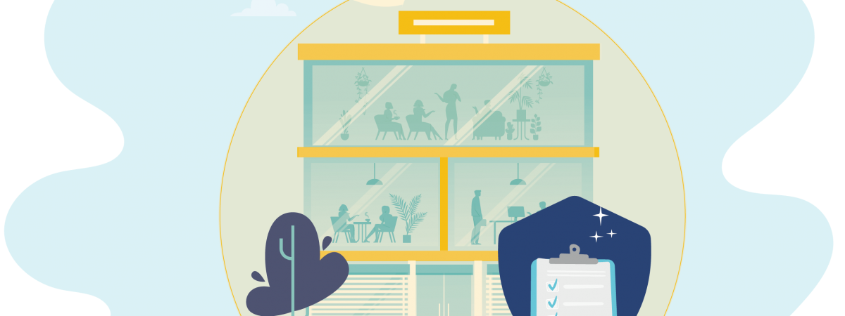 Graphic of a business protected from crime through insurance from PROLINK
