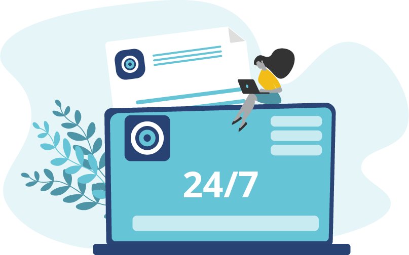 Graphic of a person creating insurance certificates