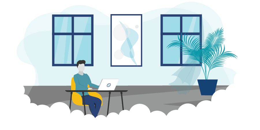 Graphic of a professional working remotely