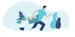 Graphic of a professional ready for his day with Commercial General Liability coverages in his toolbox