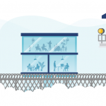 Graphic of a business protected from cyber threats