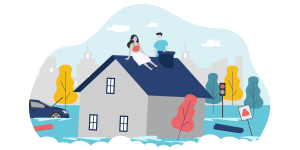 Graphic depicts a house affected by flooding.