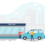 Graphic depicts a used car.
