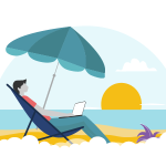 Working from Anywhere? Here’s Why Your Company Should Worry A guy working in his laptop on a beach